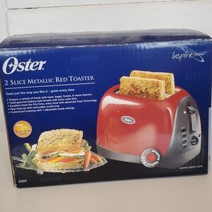 Oster toaster, 2 piece toaster, candy apple red & black, NWT (open box)